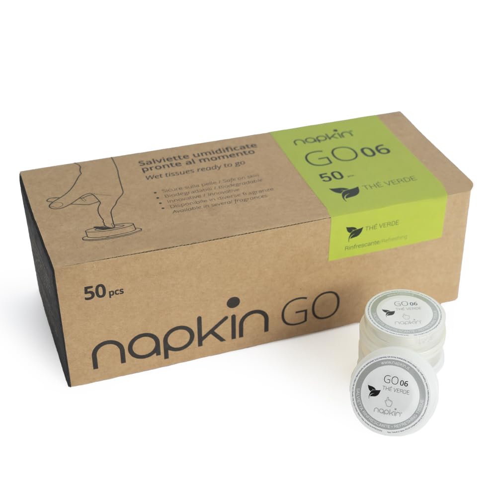 Pocket Size Plastic Free Wet Wipes Capsule with Green Tea Fragrance, Suitable for Sensitive Skin by Napkin Go, Pack of 50