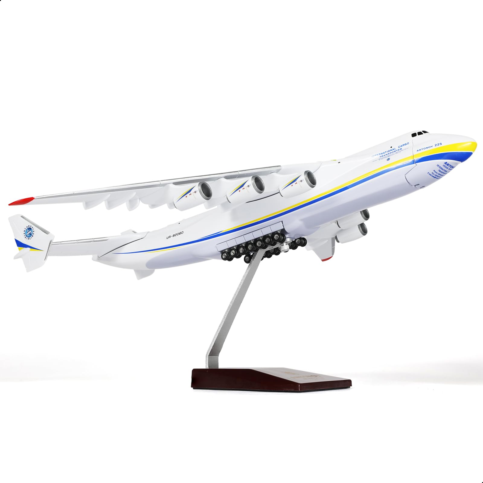 QIYUMOKE 1:200 Antonov An-225 Mriya Airplane Model 17 inch Ukraine Painted Mriya Transporter Display Model Plane for Collection
