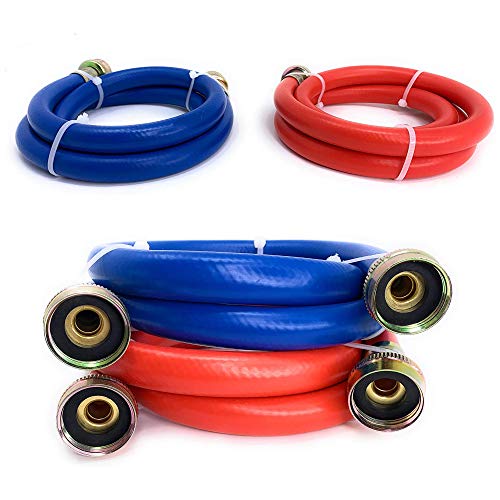 Appliance Pros 4ft Blue and Red Rubber Washing Machine Inlet Hoses, PVC