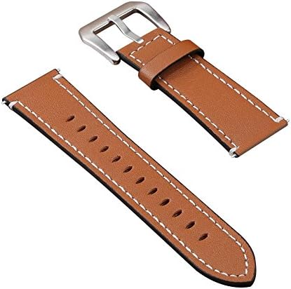 Asiproper Leather Adjustable Wristband Strap for Fitbit Versa Smart Wath(Brown)