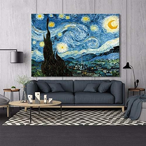 PLjVU Cartel de la Noche Estrellada de Van Gogh y Pintura Mural de