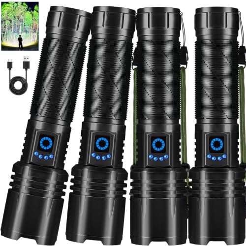 MIXILIN Rechargeable Flashlights, Super Bright 99000LM LED Flashlights for Home Camping Emergencies,