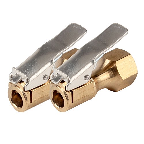 Buy SENZEAL 2x Tire Valve Chuck Brass Open Flow Straight Lock On Air Valve Connector with Clip
