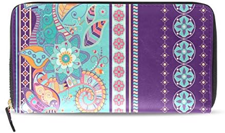 CCBHGY Women's Purple Paisley Pattern Clutch Leather Long Wallet Purse