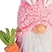 GMOEGEFT Easter Bunny Decoration Swedish Gnome Plush, Rabbit Tomte with Carrot, Scandinavian Nisse Standing Figurine, Holiday Home Decoration (Slim Pink) - 20 Inches