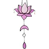 Pink Lotus Stained Glass Light Catcher Home Decor Window Decoration Glass Wall Art Flower Light Catcher