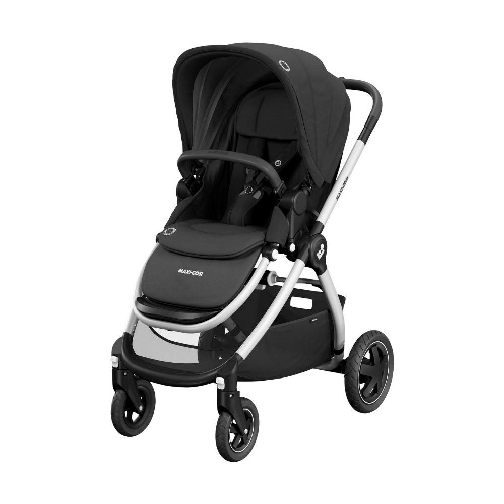 Maxi Cosi Adorra Kombi Kinderwagen, mit Liegeposition, großem Einkaufskorb, einhändigem Faltmechanismus und geringem Gewicht, nutzbar ab Geburt bis ca. 3,5 Jahre, 0-15 kg, Essential Black (schwarz)