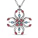 American West Sterling Silver Turquoise & Red Coral Gemstone Naja Cross Pendant Enhancer