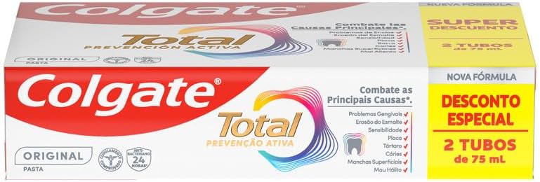 Prophylaxie active originale totale Dentifrice 2x75ml | Combat les principales causes* des problèmes de santé bucco-dentaire | Protection antibactérienne 24h | Prouvé cliniquement