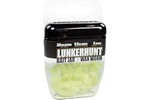 LUNKERHUNT Wax Worm for Fishing with Unique Bait Scent Attractant | 30-Piece Trout Bait Worm Jar | Durable and Realistic Soft Plastic Worms for Bass and Trout Fishing