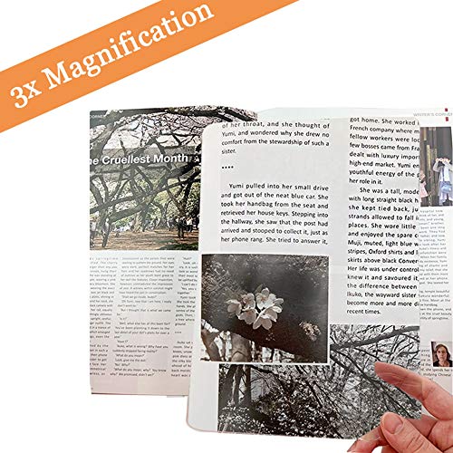 Magpro 2 Page Magnifying Sheet 3X PVC Lightweight Fresnel Lens with 2 Bonus Card Magnifier, Plastic Magnifier Ideal for Reading Books, Small Print, and Document - Thumbnail 2