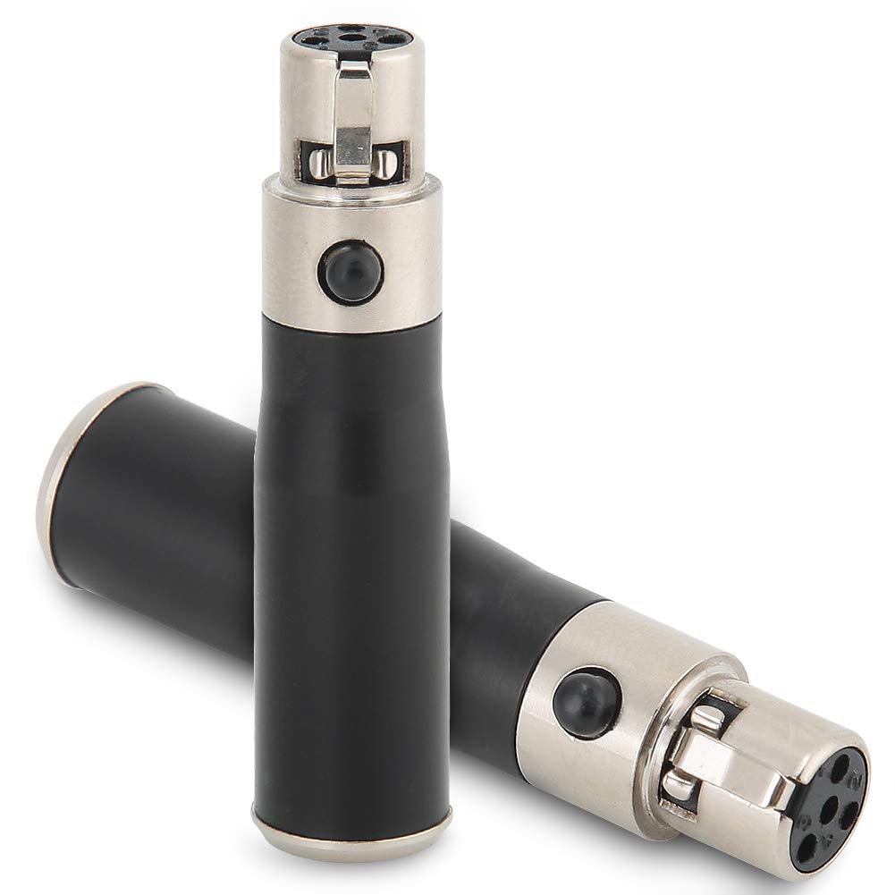 Yunseity Mini XLR Adapter, Mini XLR 3pin Male to Mini XLR 4pin Female Microphone Adapter, for DSLR Cameras Microphone, 2 Pack