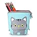 BTSKY Cute Carton Pen Pencil Case- Canvas Pencil Holder Pen Organizer Zipper Stationery Pouch Bag for Students Boys and Girls (Blue)