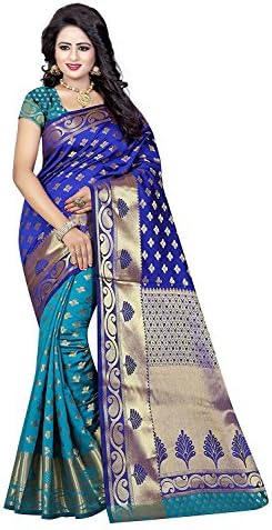 Indian Fashionista Women's Banarasi Silk Saree With Blouse Piece
