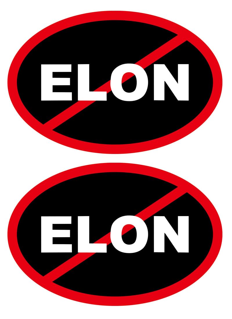 Photo 1 of 2 Pack Anti Elon Elliptical NO Magnet for Te-SLA Owners Musk Went Crazy Gift Accessory Magnet for Model Vinyl Coat of Arms Auto Bumper Magnets Size 6" x 4" 