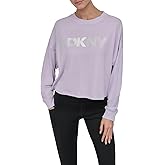 DKNY Womens Foil Rhinestone Logo Long Sleeve Crewneck T-Shirt