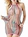 FasiCat Women Lingerie Rainbow Fishnet Babydoll Halter Stretch Chemise