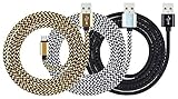 Amazon Kindle Cable Fire 10ft Micro USB Cable,Myckuu High Speed USB 2.0 Cable For Amazon Kindle Fire, HD, HDX,8.9", Kindle Paperwhite,Voyage, works with all Micro-USB Tablets(black gold white)