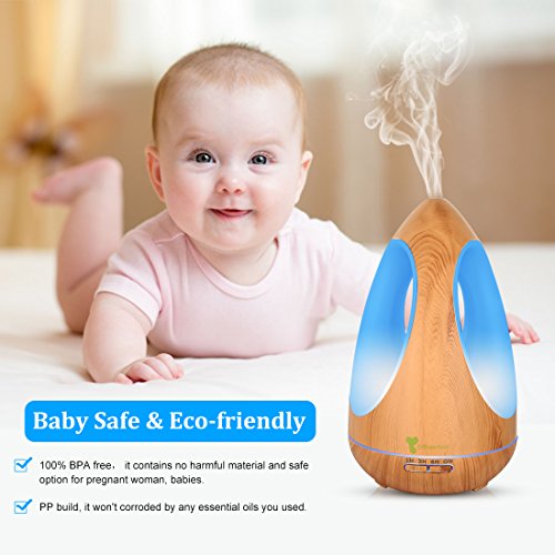 Diffuserlove Diffuser 550ML Three-sided Lamps Essential Oil Diffuser Ultrasonic Cool Mist Humidifier, 7 Color LED Lights, Waterless Auto Shut-off for Home Baby Room Office Yoga Kitchen