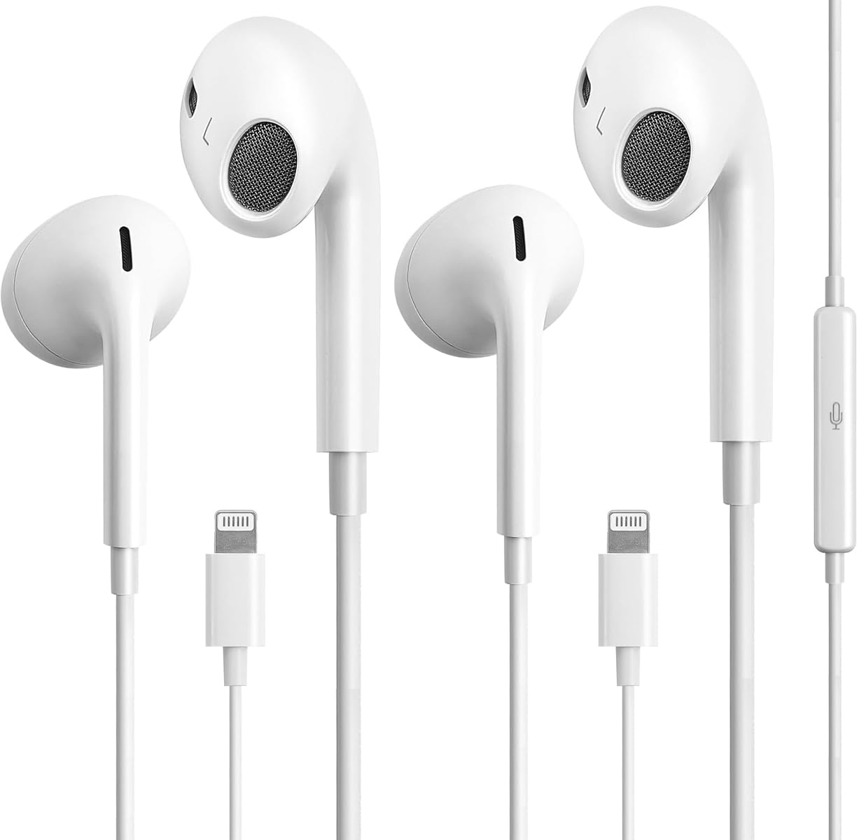 Photo 1 of 2 Pack Headphones for iPhone with Microphone and Volume Control - Earbuds for Music and Phone Calls, Compatible with iPhone 7/8/X/Xs/XR/se/11/12/13/14/Pro/Pro Max, Support All iOS System