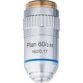 AmScope PA60XK 60X Plan Achromatic Objective Lens with Knurled Ring | DIN Standard RMS 20.32mm Thread 160mm Finite Tube Length Compatible Numerical Aperture 0.85 Plan Achromatic