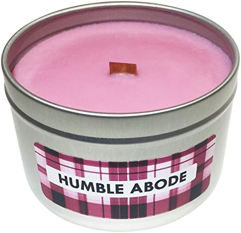 Scented Candle | Cinnamon and Cranberry Scent (Humble Abode) Relaxing Crackling Wooden Wick Highly Scented Luxury Soy Candle, 8 ounce Tin