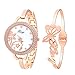 Xinge Womens Mother-Of-Pearl Dial Rose Gold Bangle Watch and Butterfly Bracelet Set 388-R