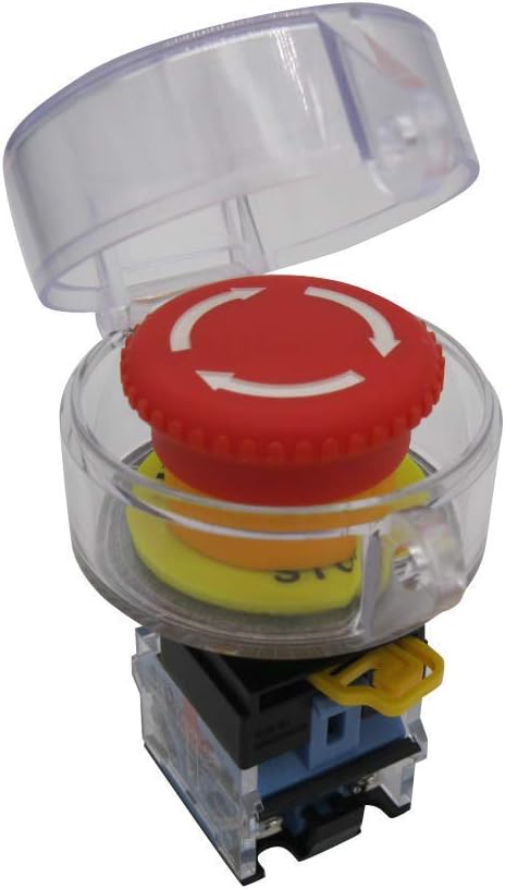 Taiss 22mm 2 NC Red Mushroom Latching Emergency Stop Push Button Switch 10A 440V LA38A-02ZS, 1NC 1NO - Image 3