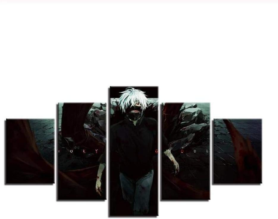 KPWAN Prints on Canvas Home Decor 5 Pieces Tokyo Ghoul Anime Wall Art Canvas Living Room Pictures Artwork Cartoon Poster No Frame Size C
