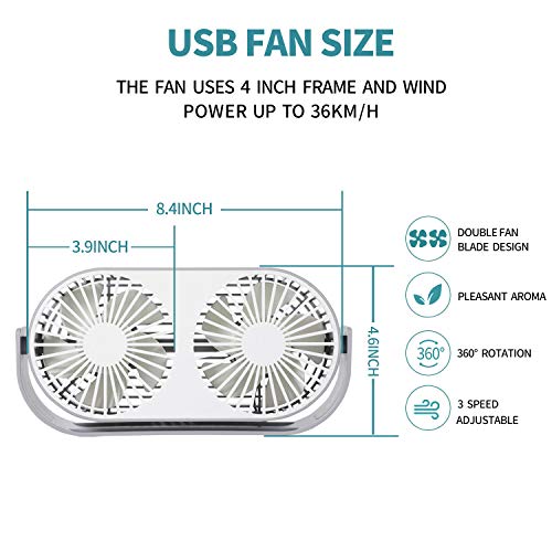 9 Inch Mini USB Desk Fan. 3 Speeds, 10 Fan Blades, Dual Modes with Aromatherapy Box，USB Powered ONLY, Perfect Fan for The Office and Home