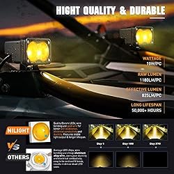 Nilight 3Inch Amber LED Light Pods, 2PCS 10W Super