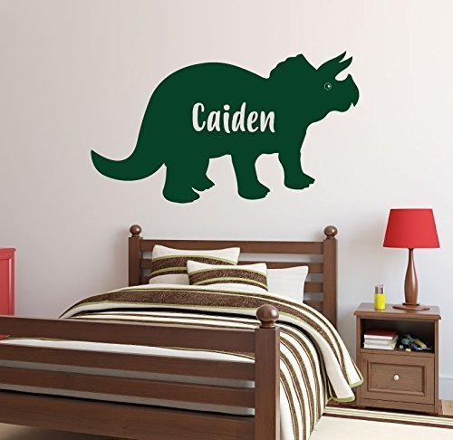 Custom Name Dinosaur Wall Decals - Triceratops - Personalized Dinosaur Wall Art For the Children Room Decorations, Playroom Decor, and Preschool Classroom Decorations