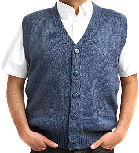 Vest alpaca and blend V neck buttons made in Peru Steel XXXXL