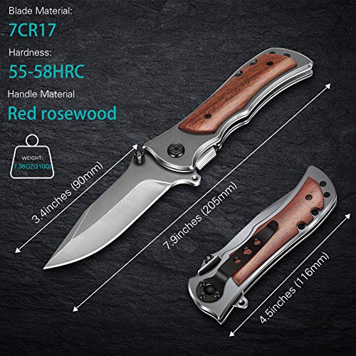 GVDV Pocket Folding Knife with 7CR17 Stainless Steel, Tactical Knife