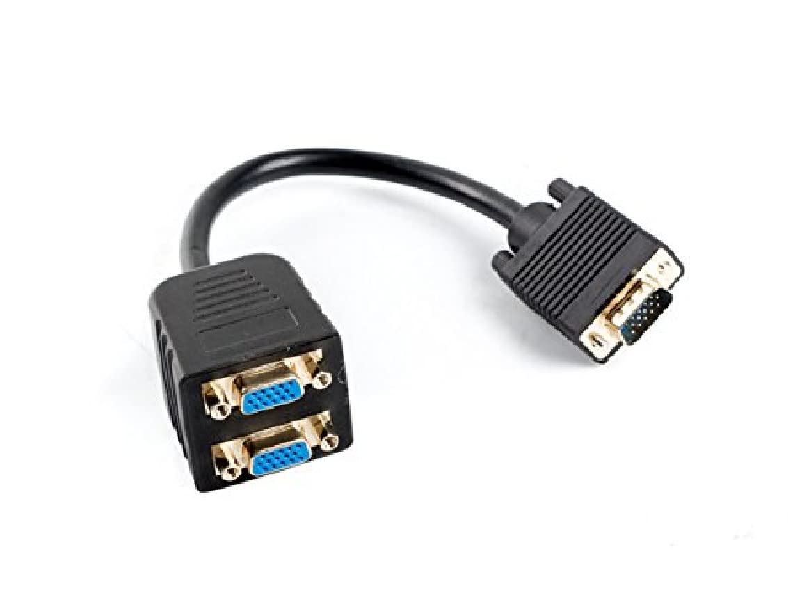 lanberg AD-0020-BK Vga (15 Pin) Male to 2x Vga (15 Pin) Female Adapter Splitter with Cable, 20 cm, Black
