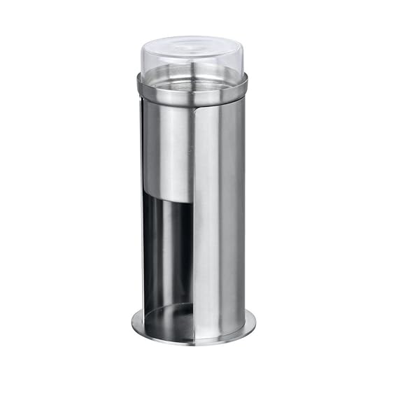 Wenko 21387100 Wattepad und Ohrstäbchenhalter Firenze, 7,5 x 18 x 7,5 cm, satiniert, Edelstahl rostfrei