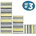 mDesign Striped Microfiber Polyester Spa Rugs for Bathroom Vanity, Tub/Shower - Water Absorbent, Machine Washable, Includes Soft Non-Slip Rectangular Accent Rug Mat in 3 Sizes - Set of 3 - Gray/Yellow