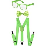 Dress Up America Neon Suspender, Bow-tie, Sunglasses, Accessory Set - Adult and Kids Size Suspenders