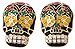 Artisan Owl - Black and Goldtone Sugar Skull Stud Earrings