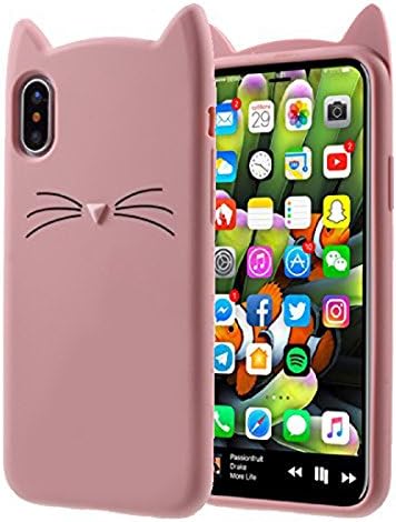 iPhone X Case, Tricess Cute Funny 3D MEOW Party Bread Cat Kitty Whiskers Protective Soft Rubber Case Cover for iPhone X