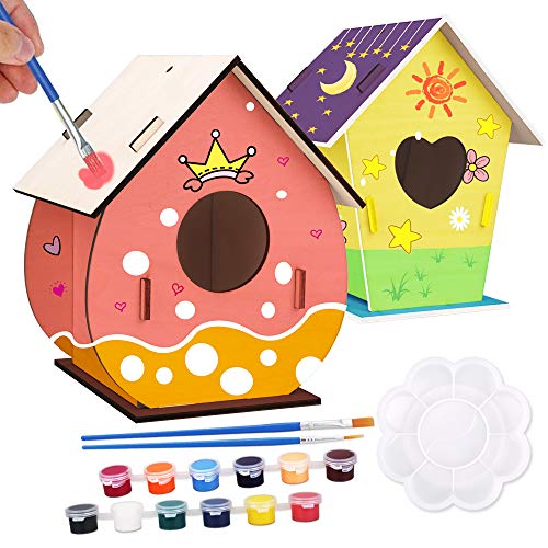 Kids Wood Craft Kits for 48 Year Old Girls Boys,DIY Wooden Birdhouse