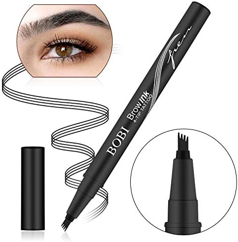 Eyebrow Pencil - Tattoo Eyebrow Pen with Fork Tip 3 Colors Long-lasting Waterproof Brow Gel and Smudgeproof Tatbrow Ink pen for Natural Hair-Like Defined Brows(Grey)