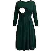 Smallshow Women's Maternity Nursing Dress 3/4 Sleeve Dress for Breastfeeding