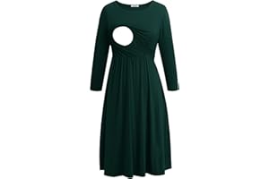 Smallshow Women's Maternity Nursing Dress 3/4 Sleeve Dress for Breastfeeding