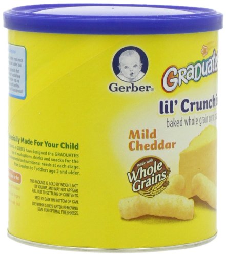 Gerber Stage 3 Mild Cheddar Lil Crunchies Snack, 1.48 Oz, 6 Pack