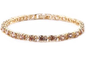 RIZILIA Eternity Tennis Bracelet & Round Cut CZ in Yellow Gold Plated, 7"