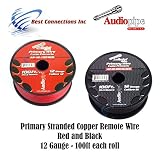 Audiopipe 12 Gauge Wire RED & Black Power Ground 100 FT Each Primary Stranded Copper CLAD