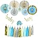 YARA Premium Boy Baby Shower Decorations For Boy|Its a Boy Baby Shower Party Supplies|Elephant Baby Shower Decorations Set|Blue And Gold Paper Fans|Baby Shower Boy|Baby Shower Decor Kit|Rustic