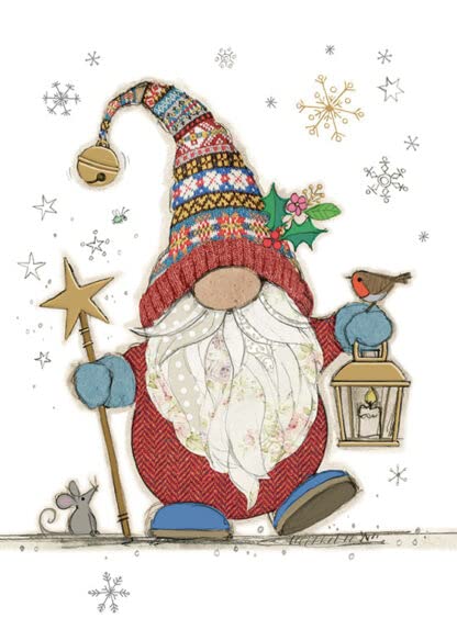 Bug Art Christmas Cards Pack of 8 - Father Christmas Gonk Embossed with Foil Details - Eco-Friendly & Recyclable