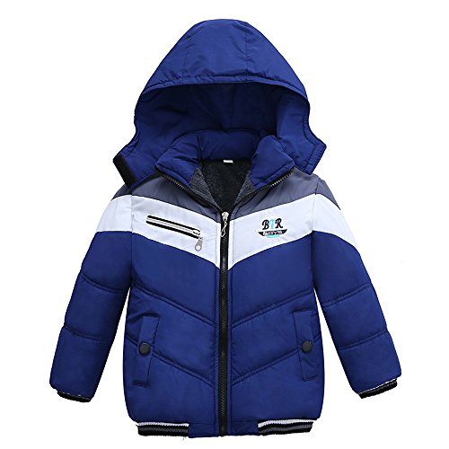 TLoowy Kids Toddler Baby Boy Fashion Winter Coat Warm Hooded Jacket Outerwear Fleece Lined Clothes Outfits(Blue,5T)